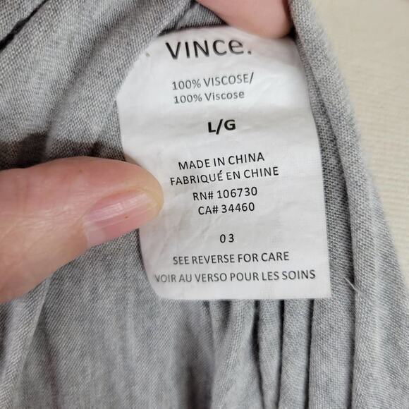 VINCE Drop Shoulder V Neck Top Tshirt Gray Large‎ - Picture 6 of 7